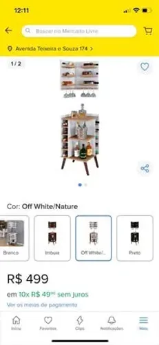 Adega Bar de Canto com Nichos para Garrafas - Off White com Madeira 