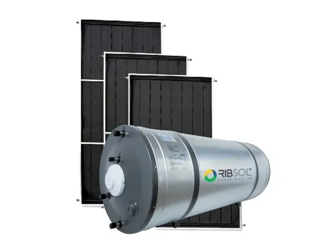 Kit Solar Boiler 400 Litros Baixa Pressão Com 2 Placas 200x100 Em Aço Inox Ribsol
