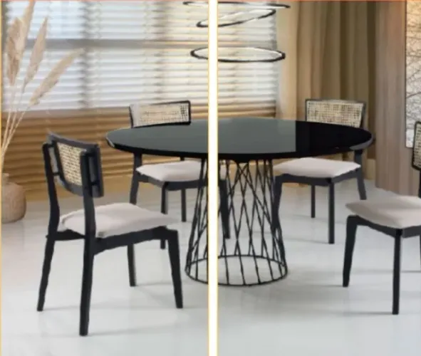 MESA DE JANTAR 1,40 VIDRO PRETO (NOVA)