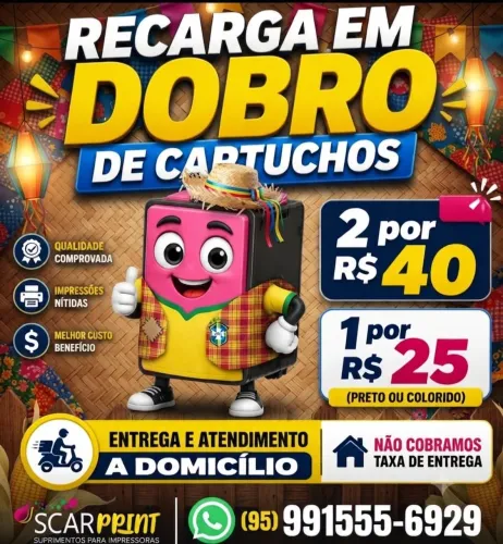 Promoção em dobro em domicílio sem taxa de deslocamento 