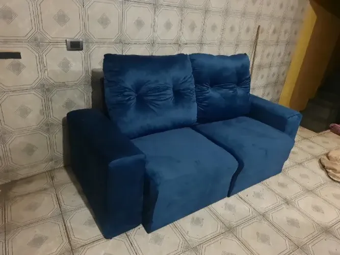 Sofá Retrátil 02 Lugares cor azul ótimo estado valor 550,00