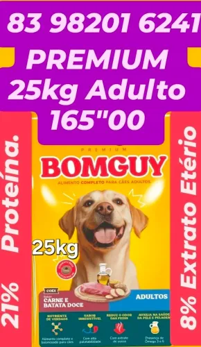RAÇÃO BOMGUY COEX PREMIUM 25KG ADULTO ***CARNE *BATATA DOCE 
