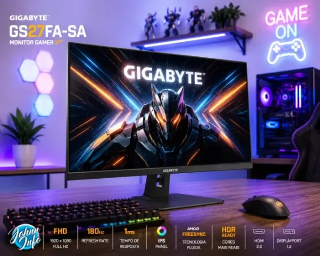 Monitor Gamer Gigabyte 27 Full HD, IPS, 180Hz, 1ms, 100% sRGB, FreeSync