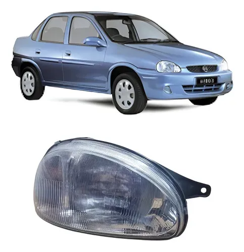 Farol Corsa 1994 A 1999 2000 A 2010 Vidro Carcaça Preta