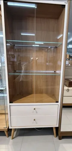 Cristaleira com led e gavetas, novo 