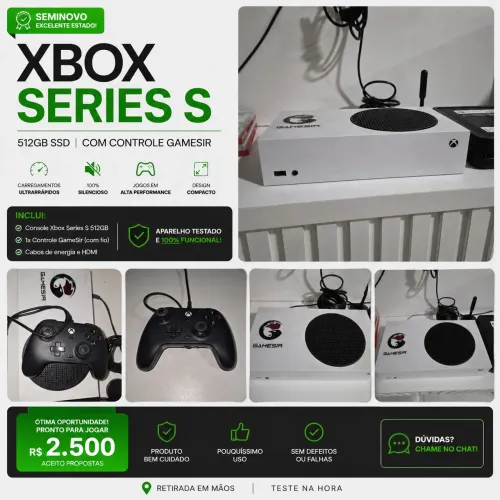Xbox Series S 512GB Seminovo + Controle GameSir | Pouquíssimo Uso