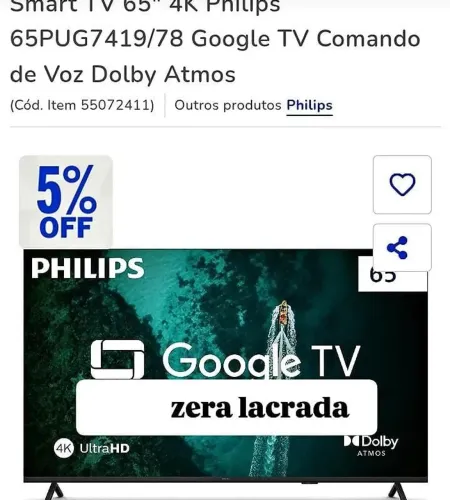 Vendo televisão Philips 65 polegadas na caixa nunca usada