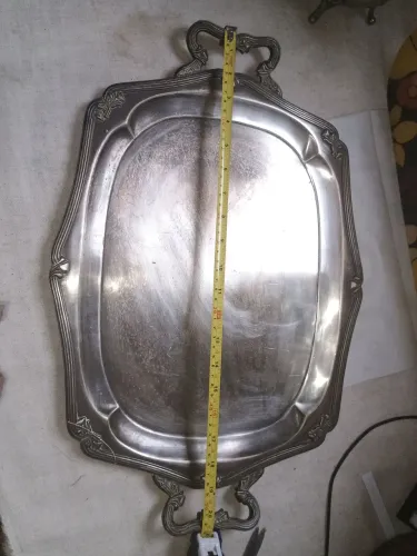 Antiga Grande Bandeja Fracalanza Em Prata 90 Com Alças - 53cm (No Estado)