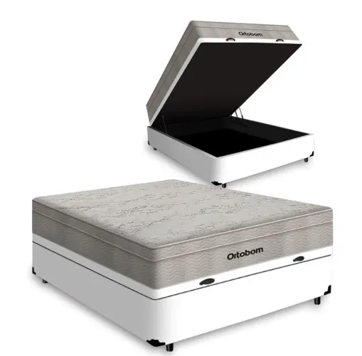 Cama Box com Baú Casal + Colchão De Molas Ensacadas - Ortobom - AirTech SpringPocket
