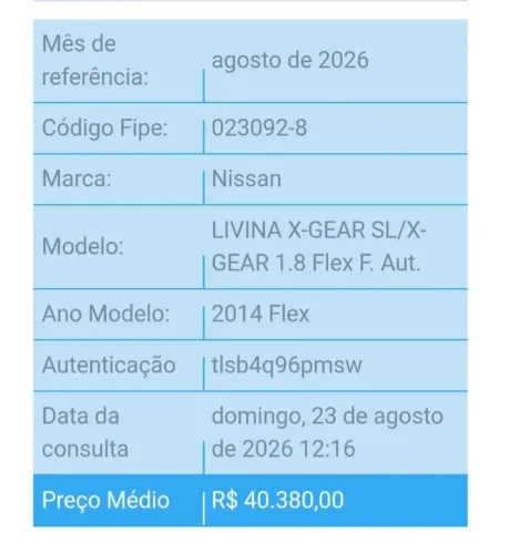 Nissan Livina X-gear Sl/X-gear 1.8 Flex F. Aut. 2014
