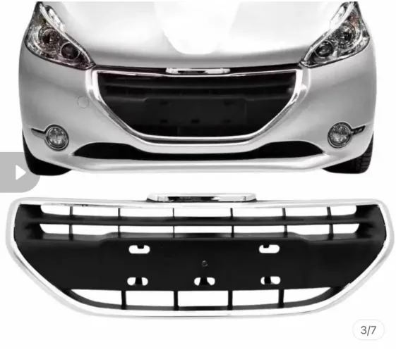 Grade preta friso cromado parachoque Peugeot 208, Ano 12/16