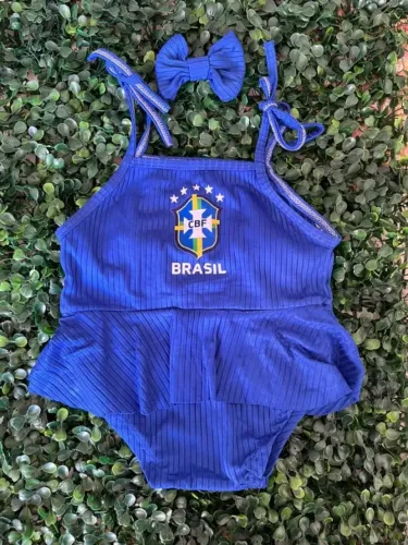 Body Brasil 09 meses a 02 anos Com bico de pato R$ 35