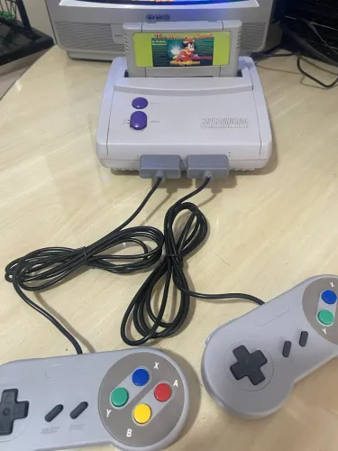 Super Nintendo Baby 2 Controles Cabos + 1 Jogo