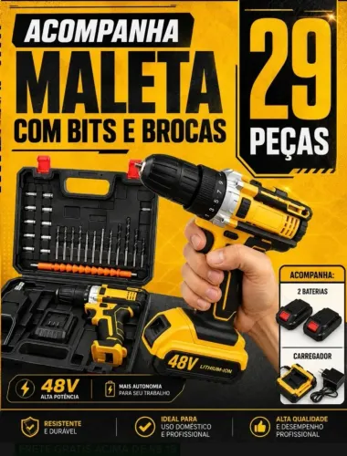 PARAFUSADEIRA E FURADEIRA DUAS BATERIAS 48 V NOVA