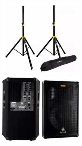 CAIXA ACUSTICA + CAIXA PASSIVA + PEDESTAL - ANTERA 15 POL 220W
