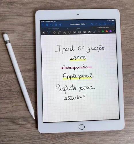 iPad 6ª geração 128GB + Apple Pencil - Perfeito para estudos | Usado/Excelente estado