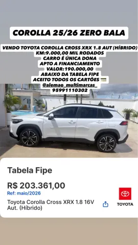 Toyota Corolla Cross XRX 1.8 16V Aut.(híbrido) 2026