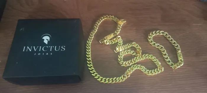 Conjunto de corrente e pulseira banhado a ouro 18k - marca Invictus