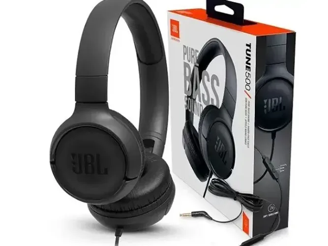Fone fio JBL Tune 500 microfone preto