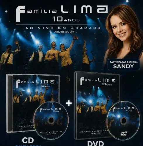 DVD + CD (autografado) Família Lima 10 anos ao vivo em Gramado (Participação da Sandy)