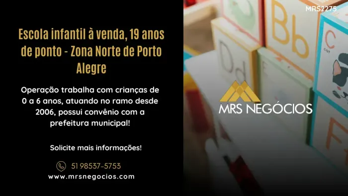 Escola infantil à venda, 19 anos de ponto - Zona Norte de Porto Alegre