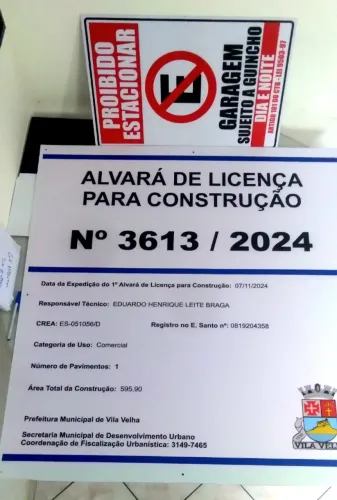 Placa Alvará obra 100x100 PVC 2mm
