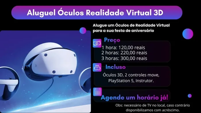 Aluguel de óculos de realidade virtual 3D 