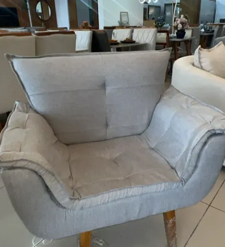Poltrona Opala Linho Cinza