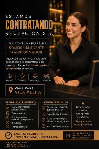 Vaga para recepcionista de barbearia