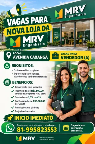 Vagas para nova loja da Avenida Caxangá