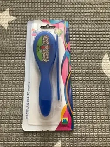 Kit Cabelo Bebê Azul pente e escova Rosa ou azul