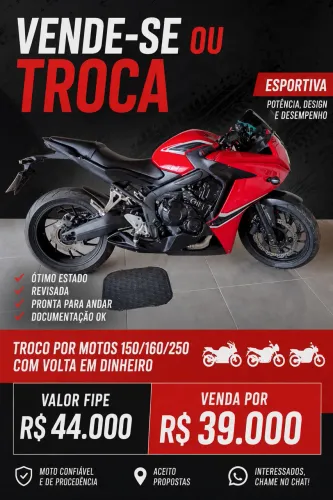 CBR 650f vendo ou troco em baixo cilindros 