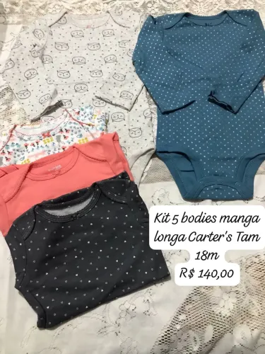 Kit 5 bodies manga longa Carters Tam 18m