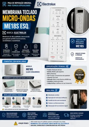 Membrana Teclado micro-ondas ME18S esq. Marca Electrolux