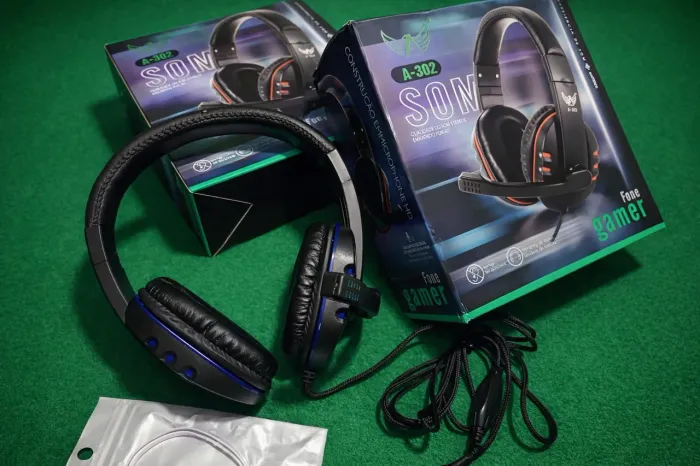 Headset Gamer A-302 com Microfone | Som Estéreo | P2 | Cabo Reforçado
