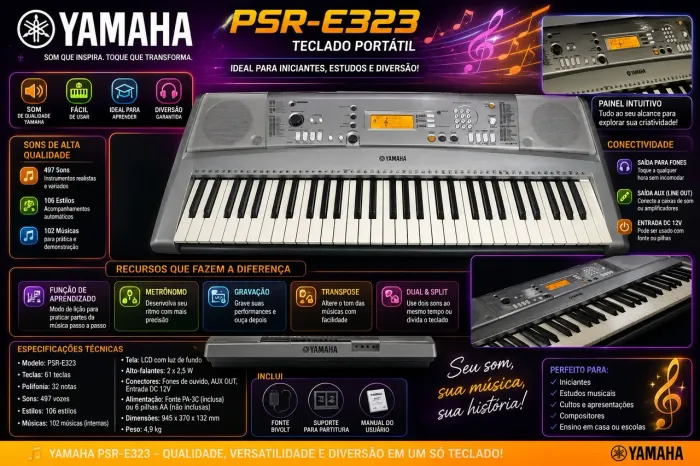 VENDO ESSE TECLADO YAMAHA PSR-E323