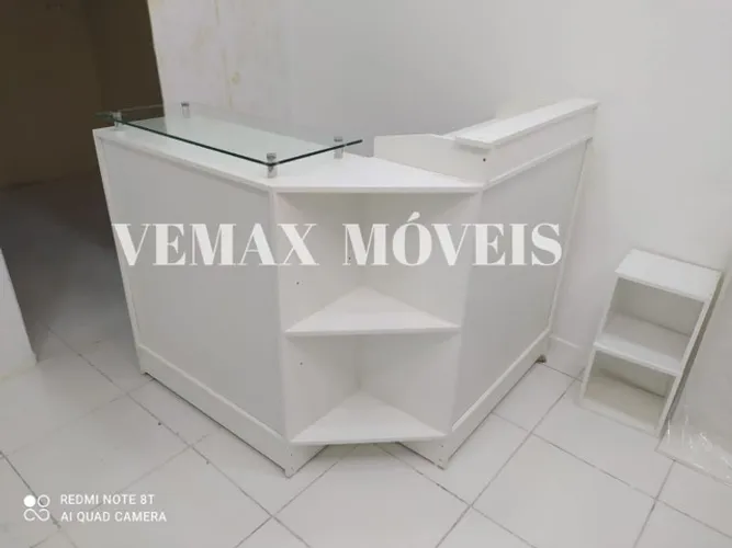 BALCÃO L CAIXA TAMPO DE VIDRO 100% MDF NOVO 