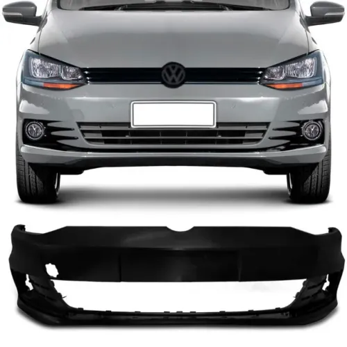 Parachoque Volkswagen Fox 2010 à 2014 - Furo Farol Auxiliar - Preto - Lumax