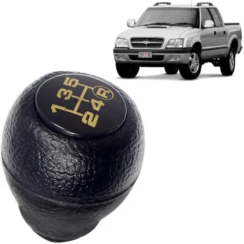 Bola de Câmbio Chevrolet S10 1995 à 2000 - Preta C/ Resina Dourada - N400515