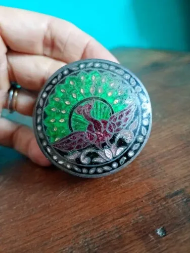 Antigo porta comprimido Espessurado a prata com acabamento em cloisone <br><br><br><br>4 cm <br><br>