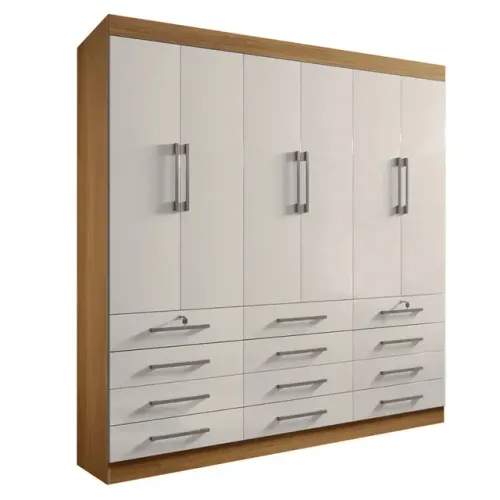 Roupeiro Casal 100%MDF  6 Portas 12 Gavetas Cinamomo rf55