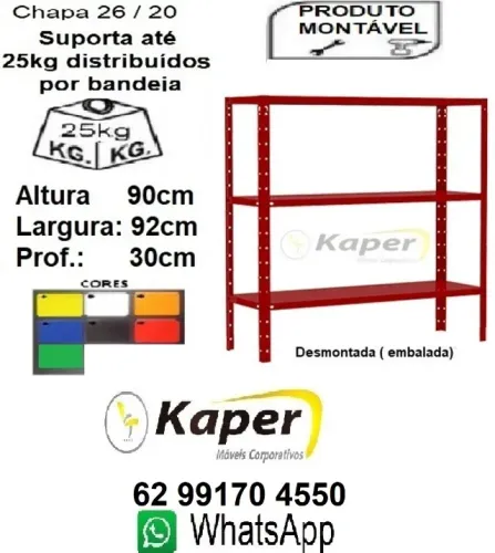 Prateleira de aço Baixa 3B colorida ( novo ) Promoção