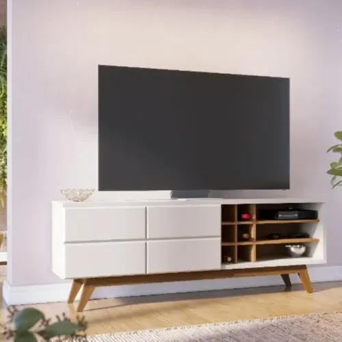 Rack Bancada Noronha Até 70 Polegadas Off/Freijó Frete Grátis - Até 12x S/ Juros 