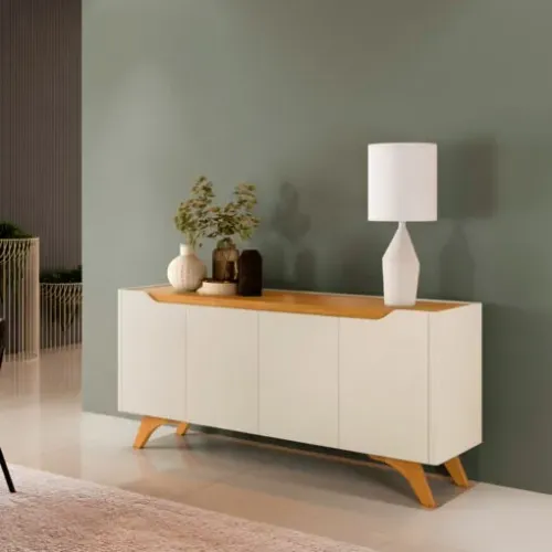 Buffet Atenas Off White/Naturale 1,80m. Pronta Entrega. 2608