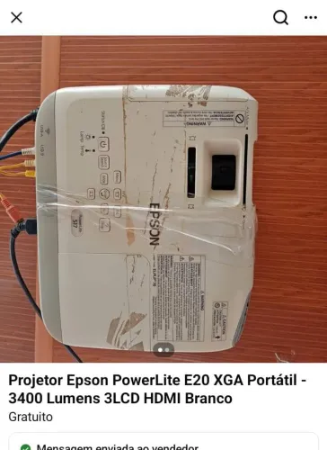 Projetor Epson PowerLite E20 XGA Portátil - 3400 Lumens