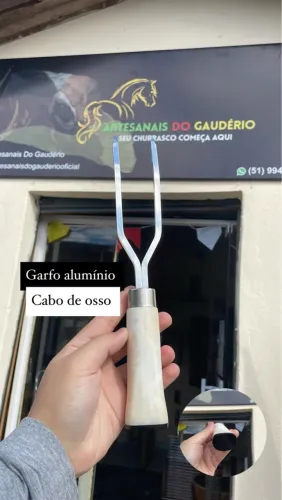 Garfo Alumínio Cabo de Osso Artesanal