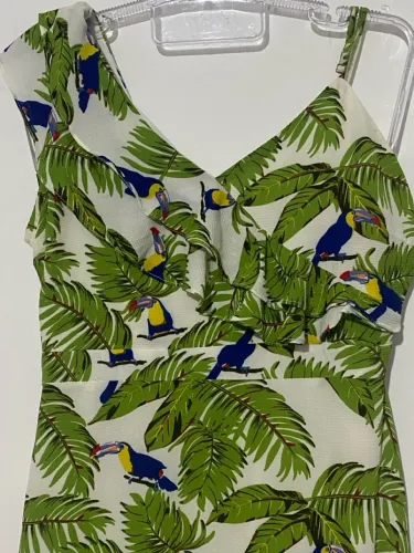 Vestido longo Tropical com Toucans