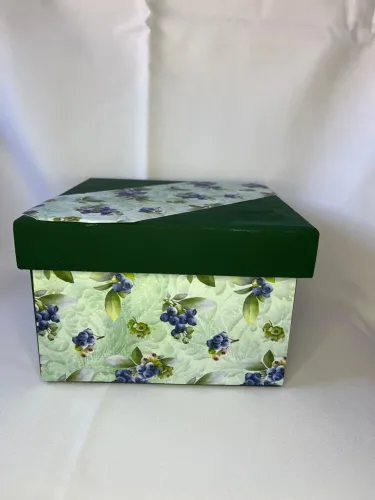 Caixa em MDF Tampa de Sapato 16x16x10 Verde com Flores