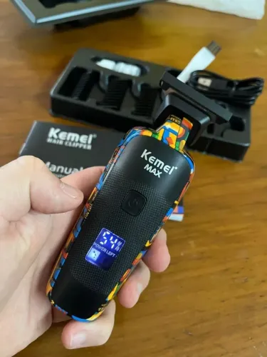 Máquina de Cortar Cabelo Kemei Sem Fio para Barba e Acabamento