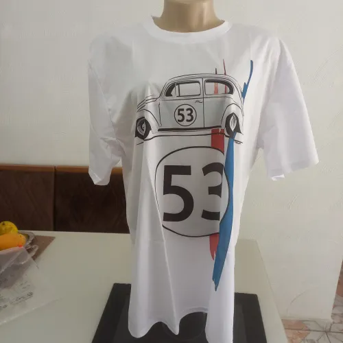 Camiseta Branca do Fusca 53 Herbie. 